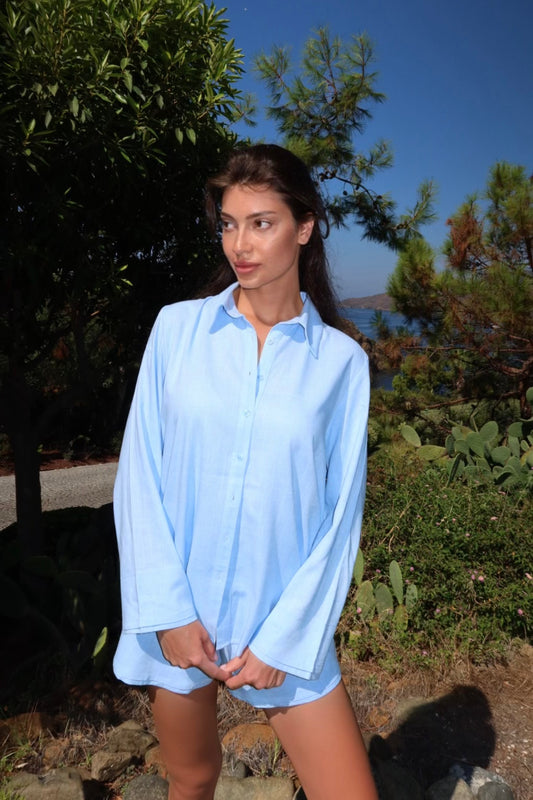 Amara Linen Blue Shorts