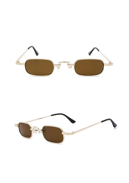 Echo Brown and Gold Rectangular Sunglasses