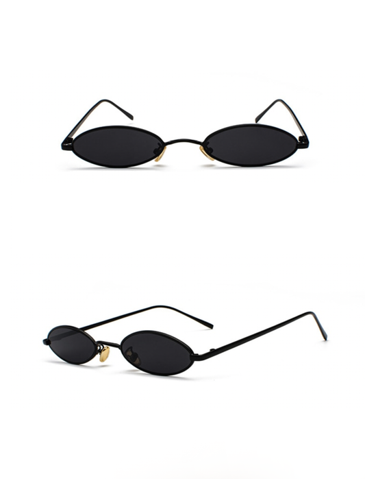 Cora All Black Oval Sunglasses