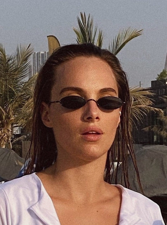 Cora All Black Oval Sunglasses