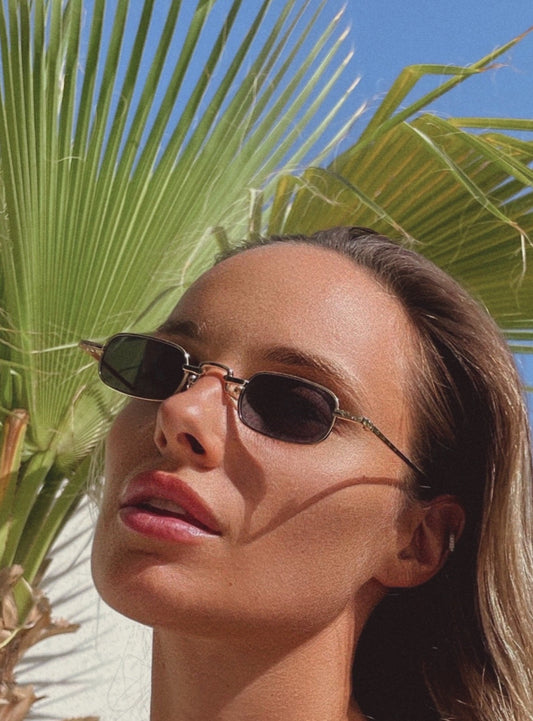 Echo Black and Gold Rectangular Sunglasses