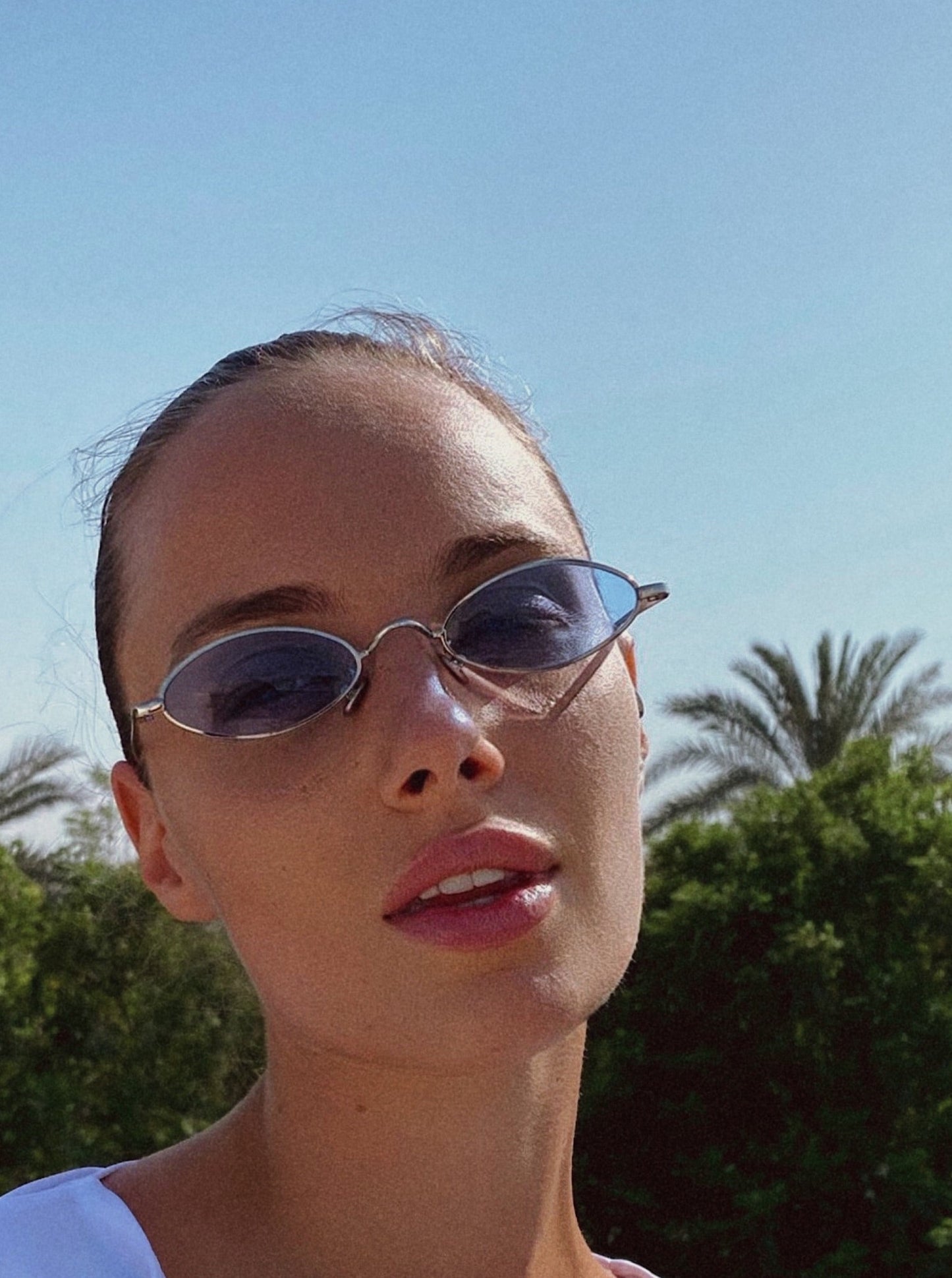 Cora Blue Oval Sunglasses