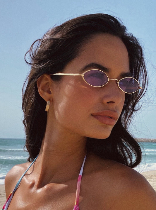 Cora Purple Oval Sunglasses