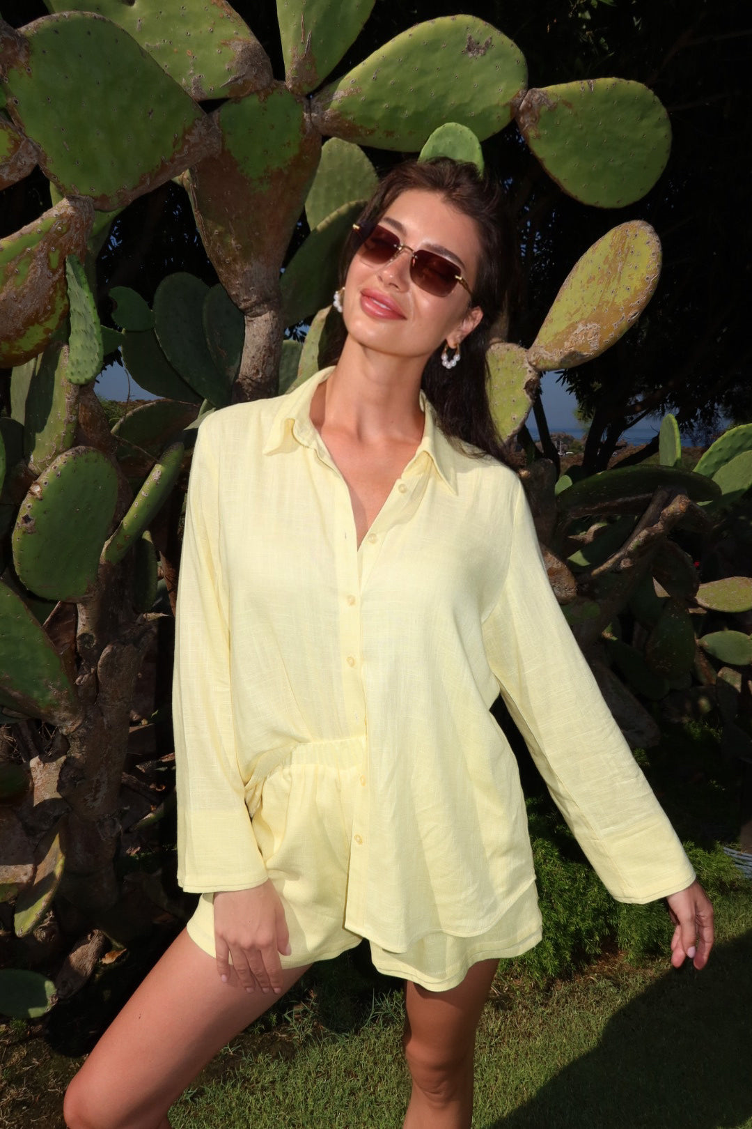 Amara Linen Yellow Shorts