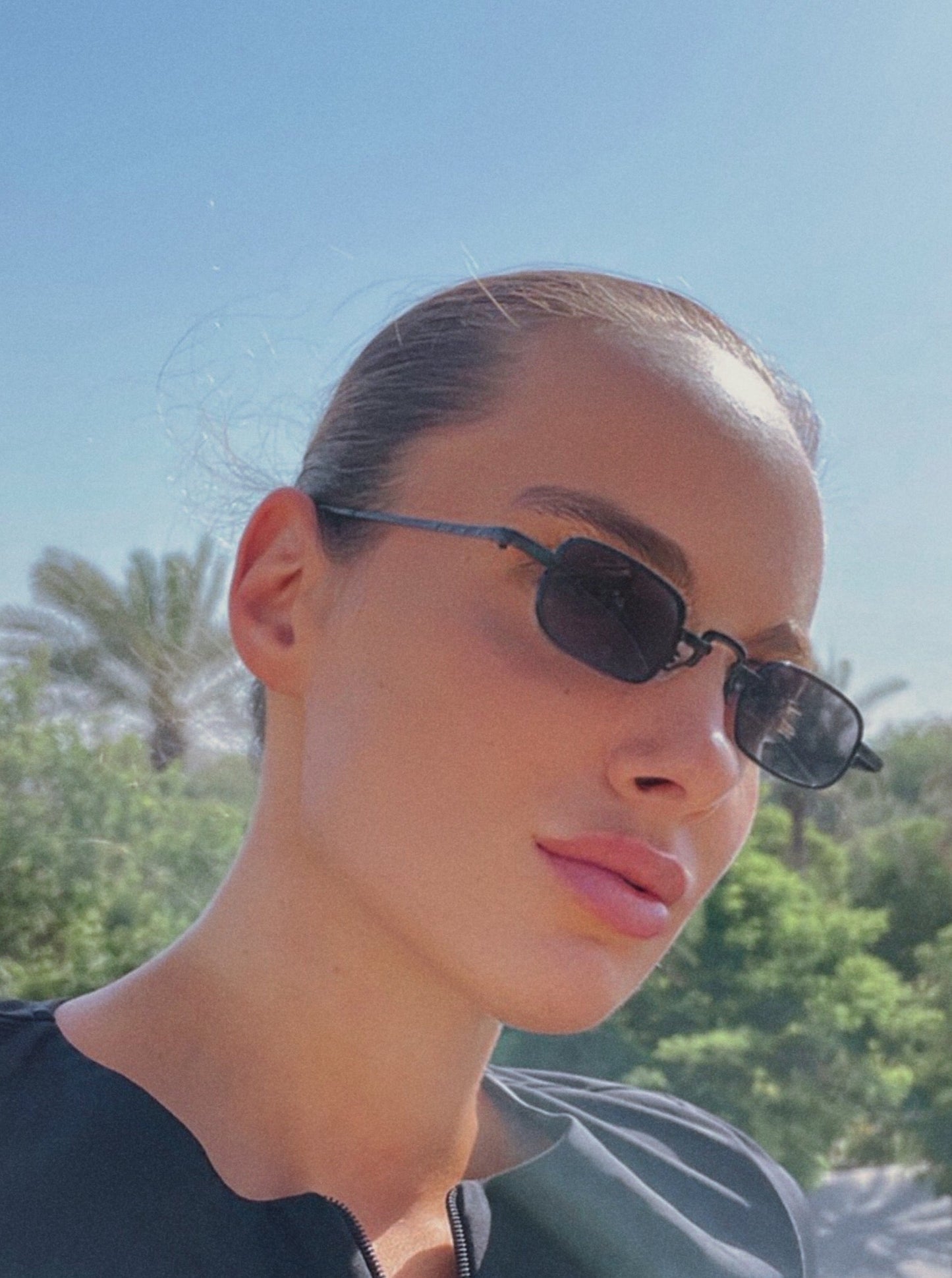 Echo All Black Rectangular Sunglasses